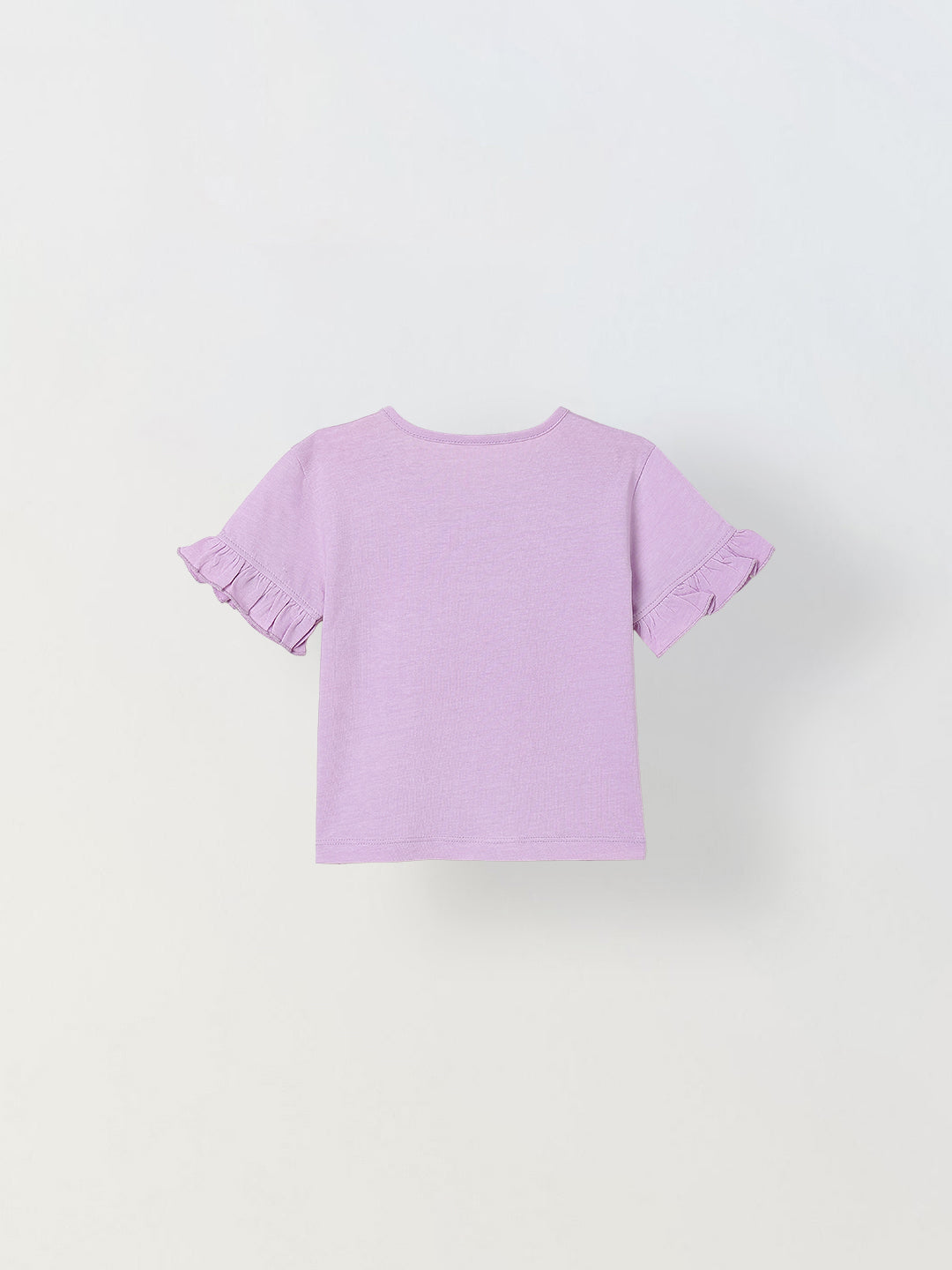 Spunkies Purple Girls Solid Round Neck Short Sleeves Top
