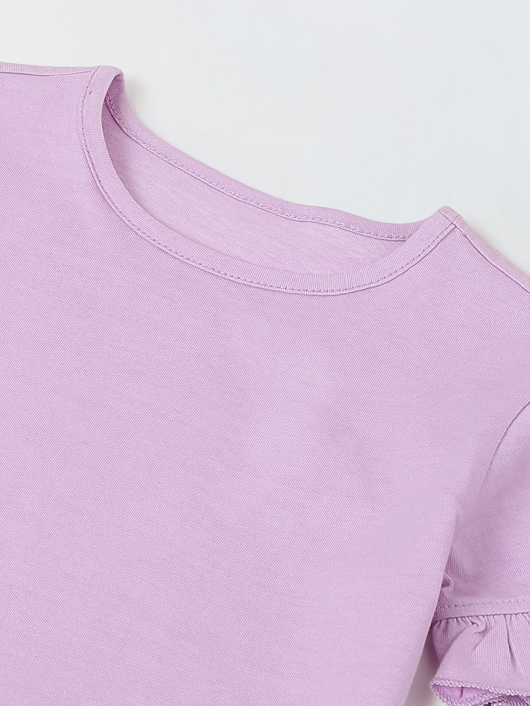 Spunkies Purple Girls Solid Round Neck Short Sleeves Top