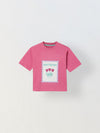 Spunkies Pink Girls Graphic Print Crew Neck Short Sleeves Top