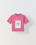 Spunkies Pink Girls Graphic Print Crew Neck Short Sleeves Top