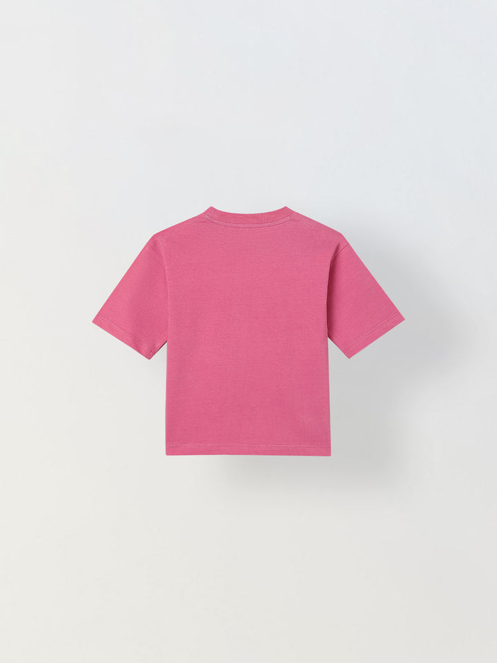 Spunkies Pink Girls Graphic Print Crew Neck Short Sleeves Top