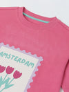 Spunkies Pink Girls Graphic Print Crew Neck Short Sleeves Top