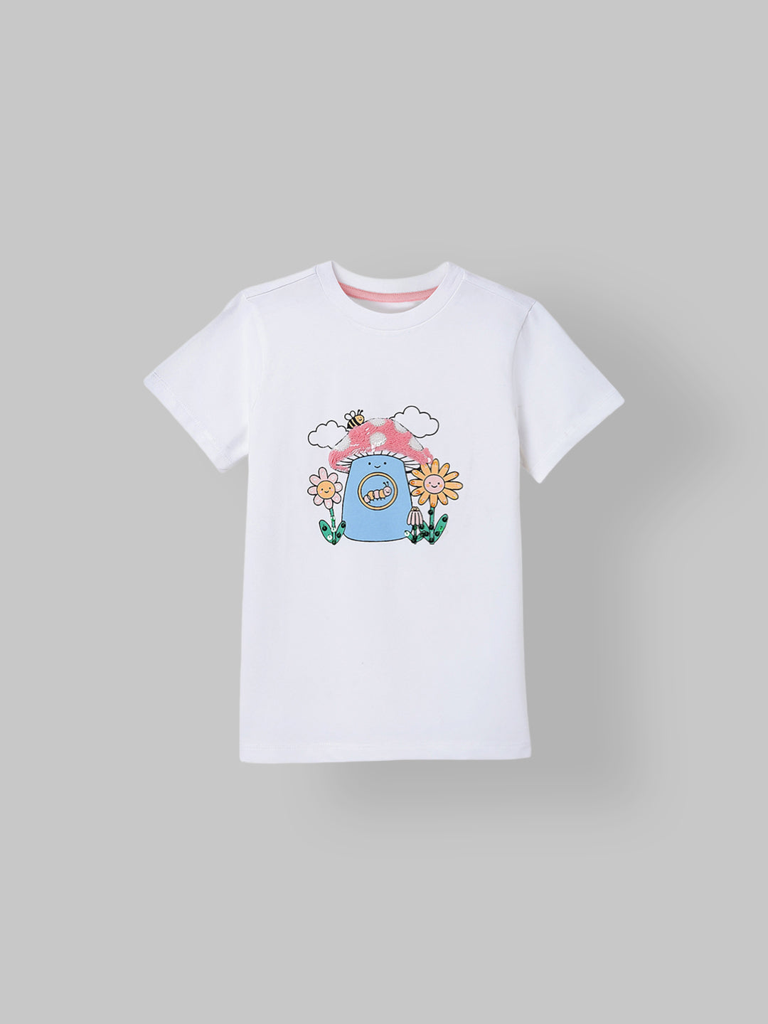 Spunkies White Boys Graphic Print Crew Neck Short Sleeves T-Shirt