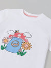 Spunkies White Boys Graphic Print Crew Neck Short Sleeves T-Shirt