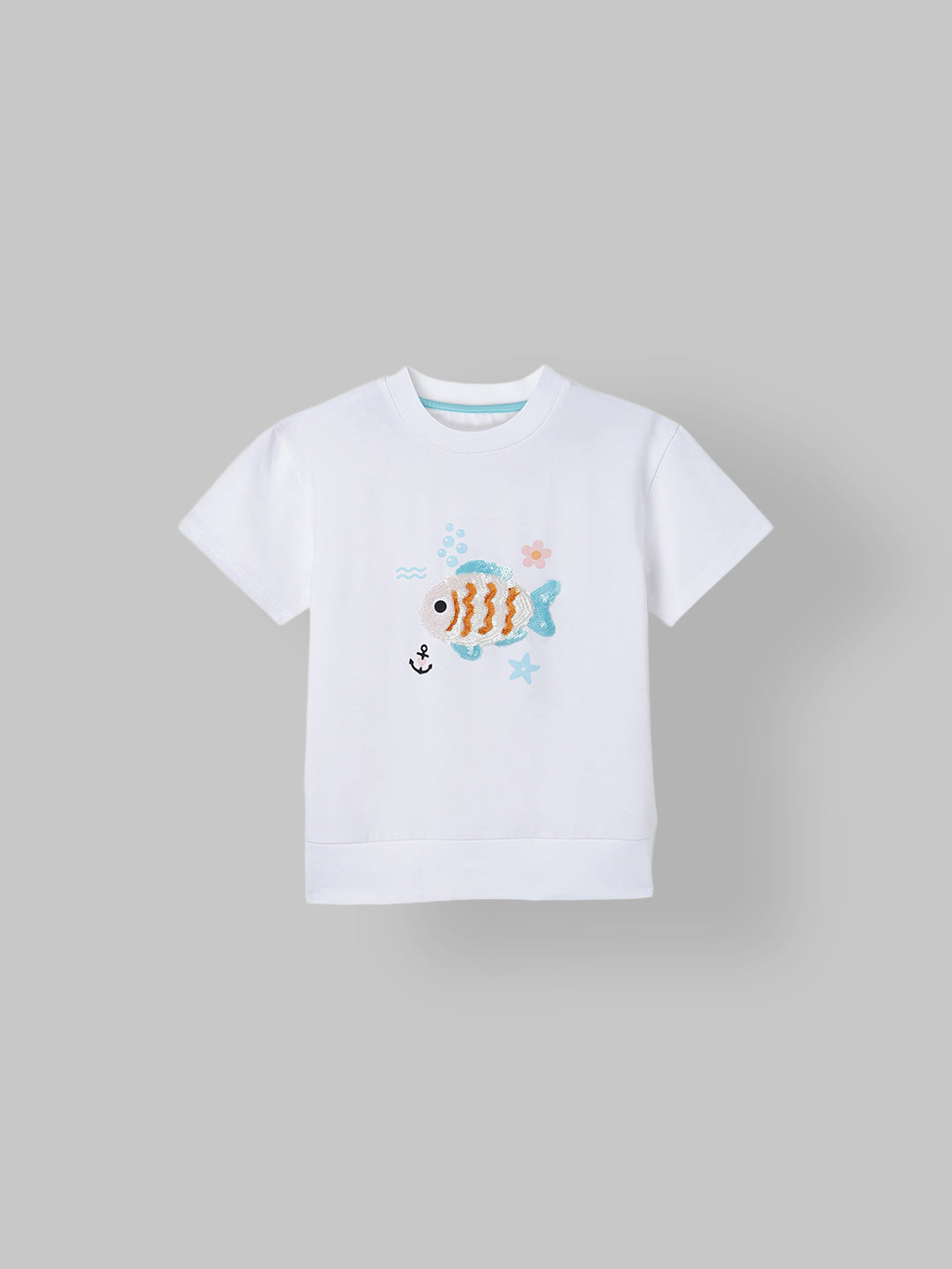 Spunkies White Boys Graphic Print Crew Neck Short Sleeves T-Shirt