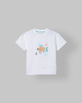 Spunkies White Boys Graphic Print Crew Neck Short Sleeves T-Shirt