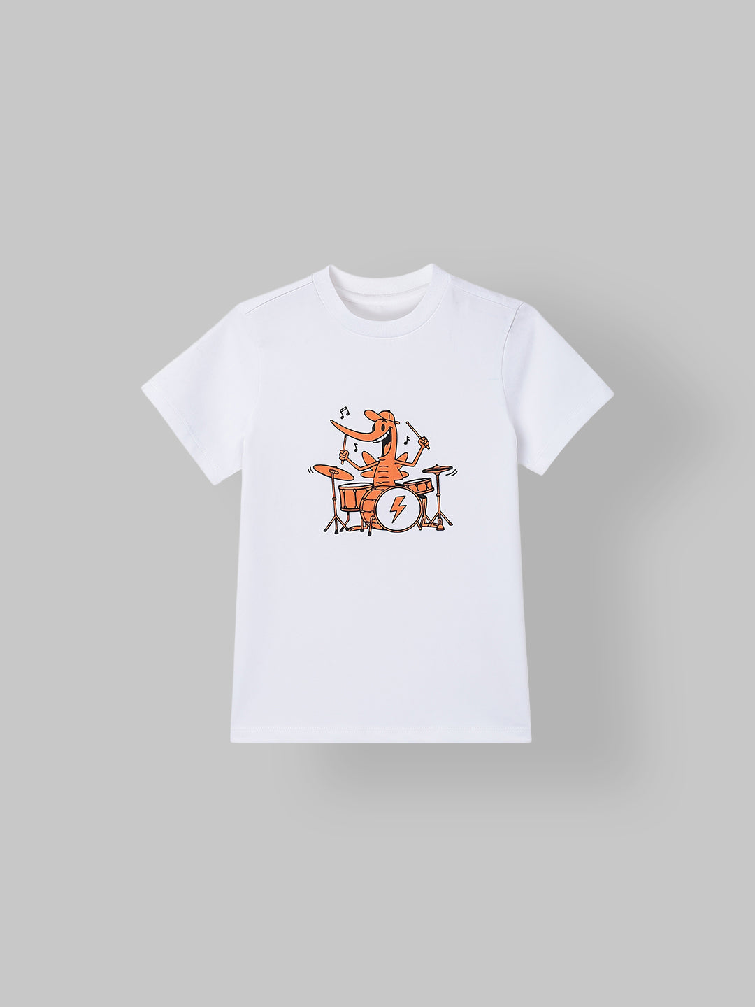 Spunkies White Boys Graphic Print Crew Neck Short Sleeves T-Shirt