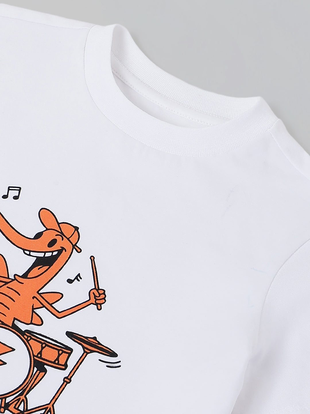 Spunkies White Boys Graphic Print Crew Neck Short Sleeves T-Shirt