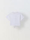 Spunkies White Girls Graphic Print Crew Neck Short Sleeves Knot Detailed Top