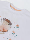 Spunkies White Girls Graphic Print Crew Neck Short Sleeves Knot Detailed Top