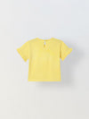 Spunkies Yellow Girls Solid Round Neck Ruffle Sleeves Top