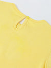Spunkies Yellow Girls Solid Round Neck Ruffle Sleeves Top