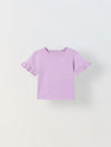Spunkies Purple Girls Solid Round Neck Short Sleeves Top