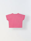 Spunkies Pink Girls Solid Crew Neck Short Sleeves Top