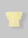 Spunkies Yellow Girls Solid Round Neck Flutter Sleeves Top