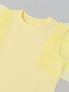 Spunkies Yellow Girls Solid Round Neck Flutter Sleeves Top