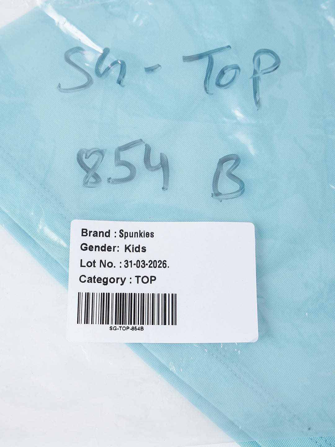 Spunkies Light Blue Girls Solid Round Neck Flutter Sleeves Top