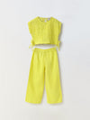 Yellow Cotton Gauze Wide Leg Co-ord Set