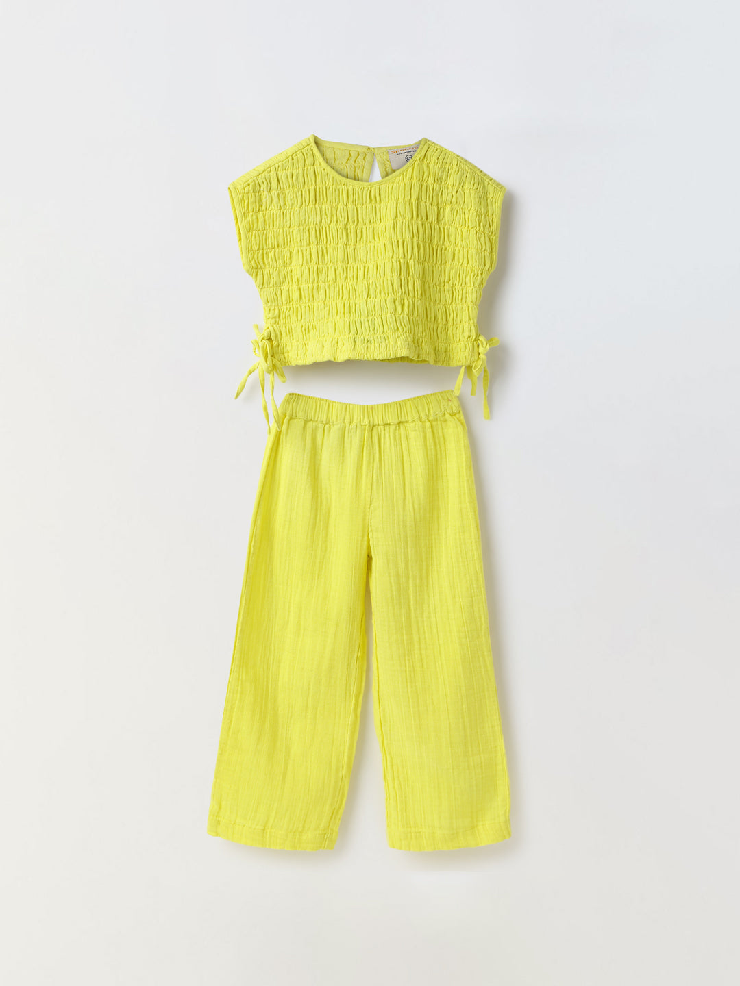 Yellow Cotton Gauze Wide Leg Co-ord Set