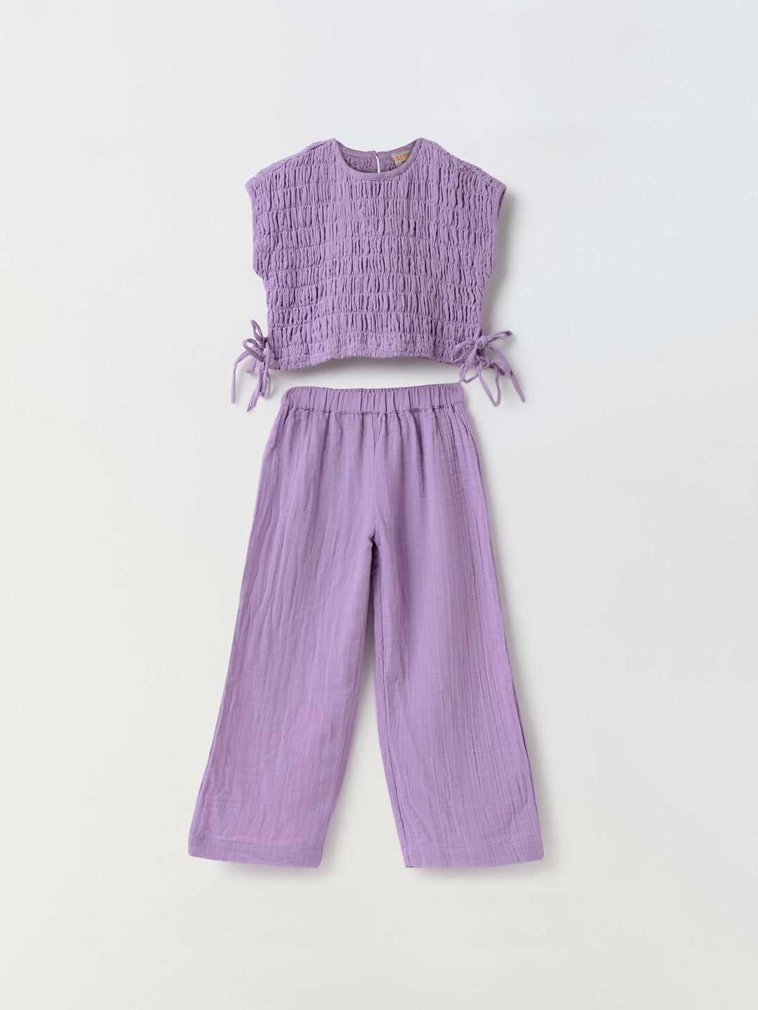 Lavender Cotton Gauze Wide Leg Co-ord Set