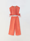 Coral Cotton Gauze Wide Leg Co-ord Set