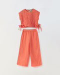 Coral Cotton Gauze Wide Leg Co-ord Set
