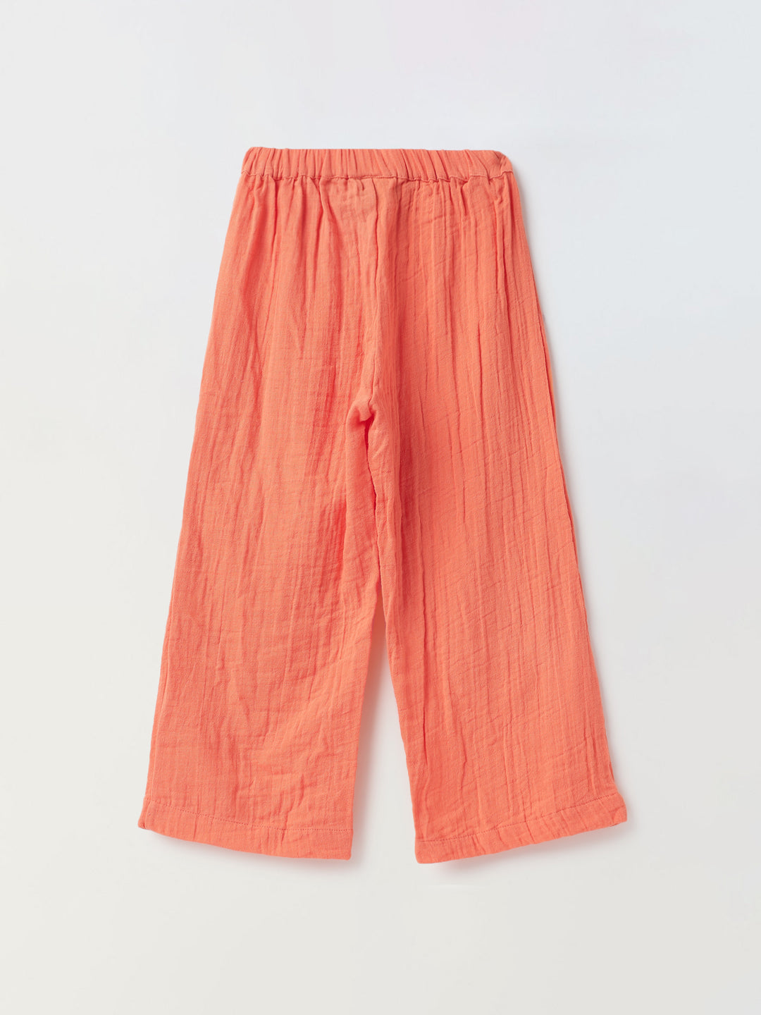 Coral Cotton Gauze Wide Leg Co-ord Set