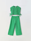 Green Cotton Gauze Wide Leg Co-ord Set