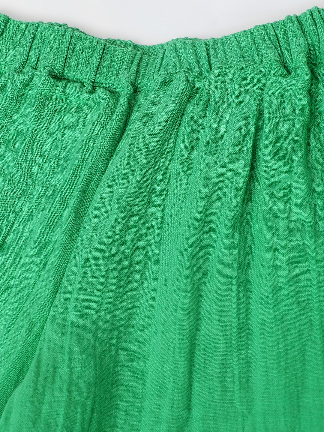 Green Cotton Gauze Wide Leg Co-ord Set