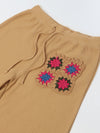 Brown Cotton Crochet Patch Lounge Pants – Girls