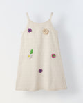 Girls Ivory Cotton Crochet Round Neck A-line Dress