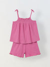 Spunkies Girls Pink Smocked Shoulder Straps Sleeveless Top and Shorts Set