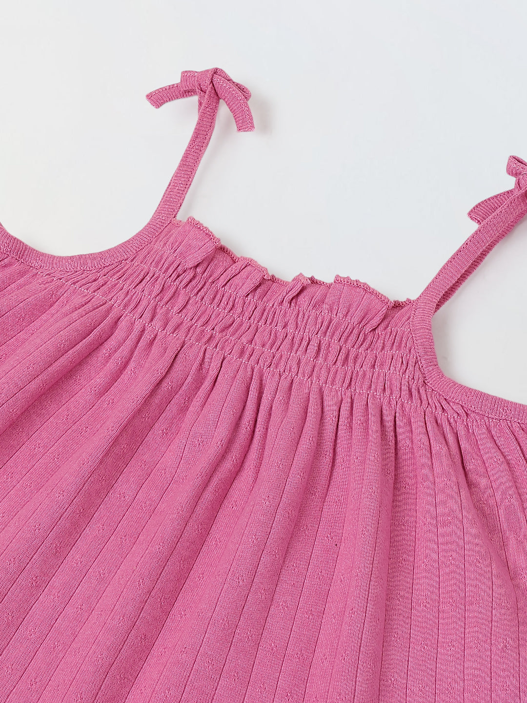 Spunkies Girls Pink Smocked Shoulder Straps Sleeveless Top and Shorts Set
