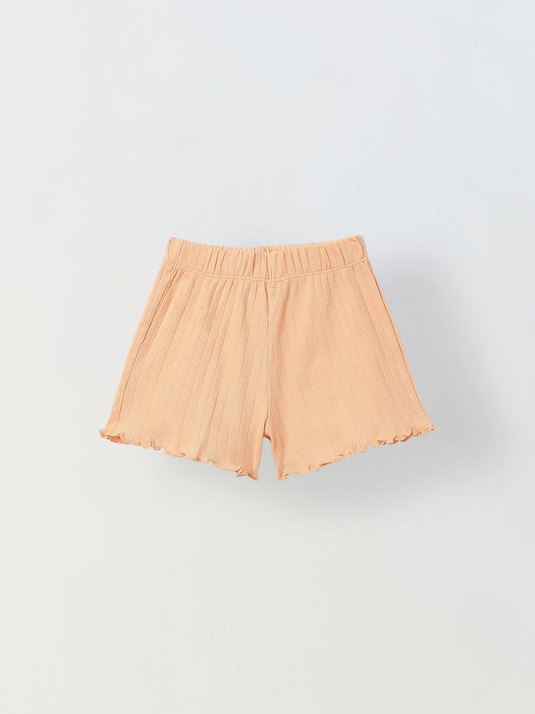 Spunkies Girls Peach Smocked Shoulder Straps Sleeveless Top and Shorts Set