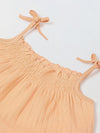 Spunkies Girls Peach Smocked Shoulder Straps Sleeveless Top and Shorts Set