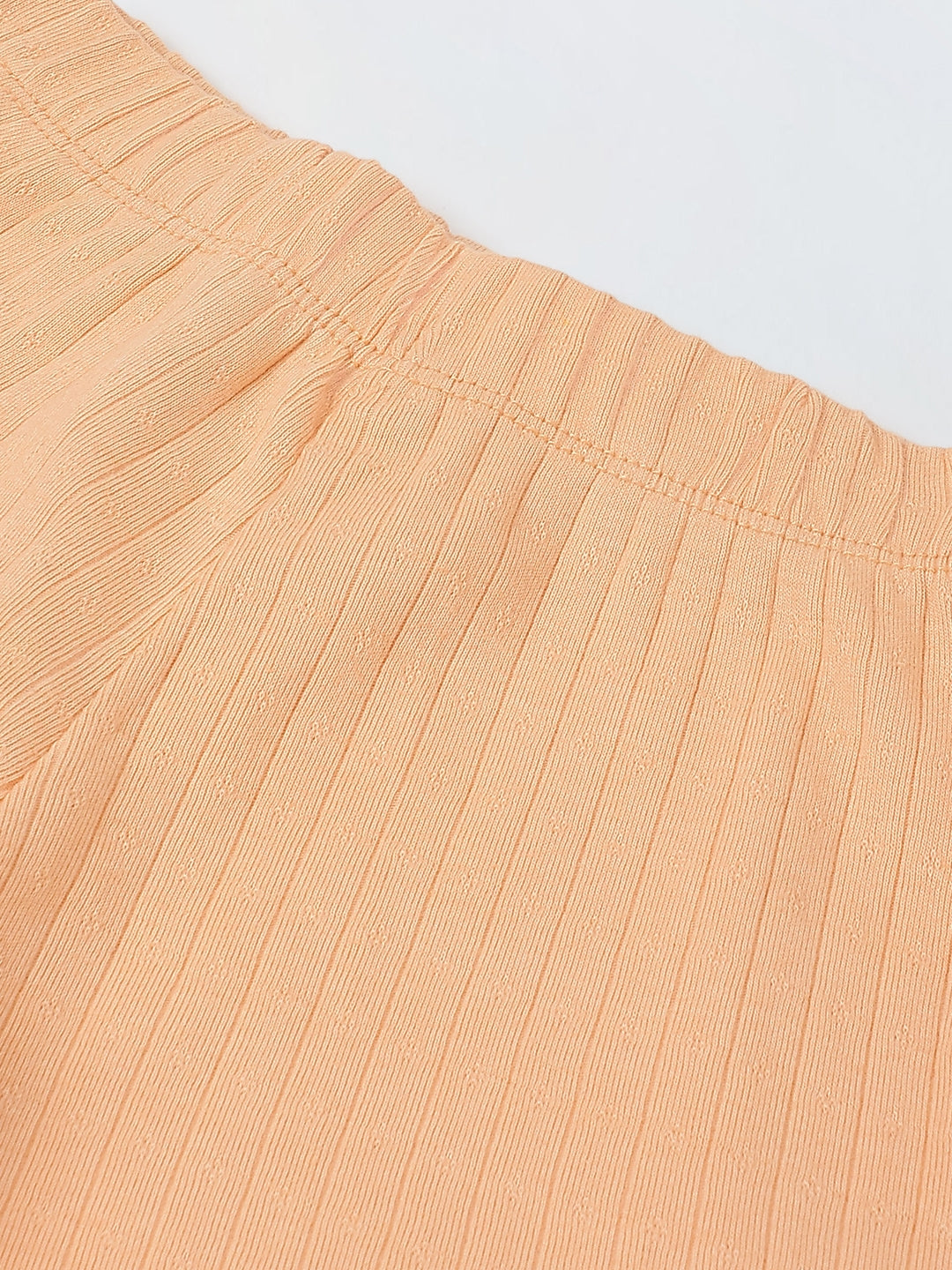 Spunkies Girls Peach Smocked Shoulder Straps Sleeveless Top and Shorts Set