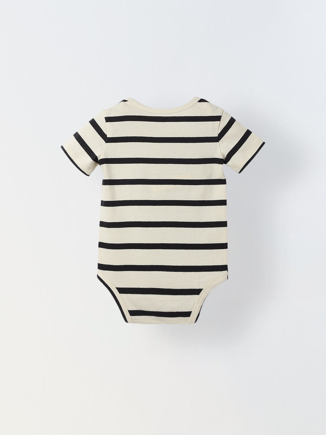 Black & White Stripe Cotton Jersey Romper For Infant's