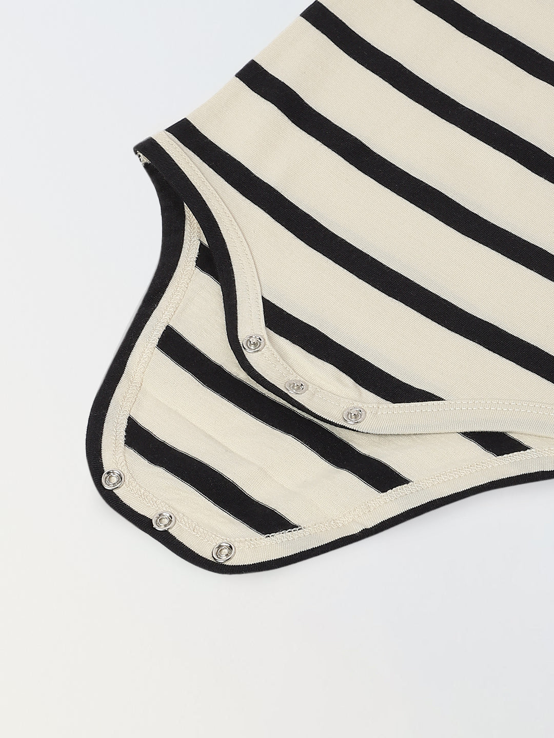 Black & White Stripe Cotton Jersey Romper For Infant's