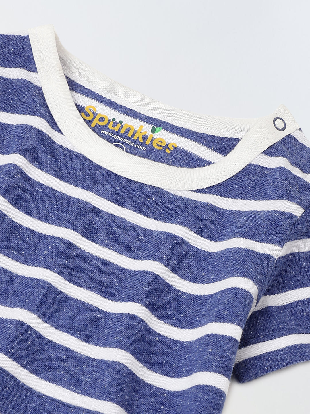 Infant Blue Stripe Cotton Round Neck Romper