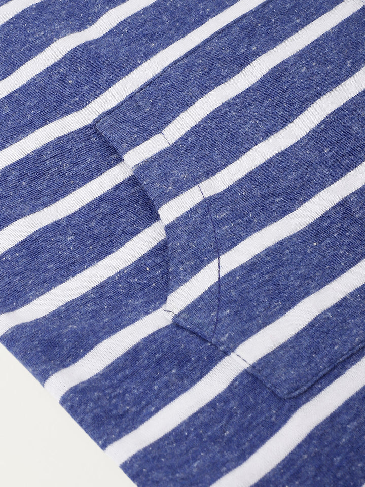 Infant Blue Stripe Cotton Round Neck Romper