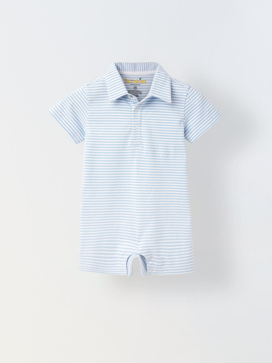 Infant Blue Stripe Cotton Collar Neck Romper