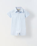 Infant Blue Stripe Cotton Collar Neck Romper