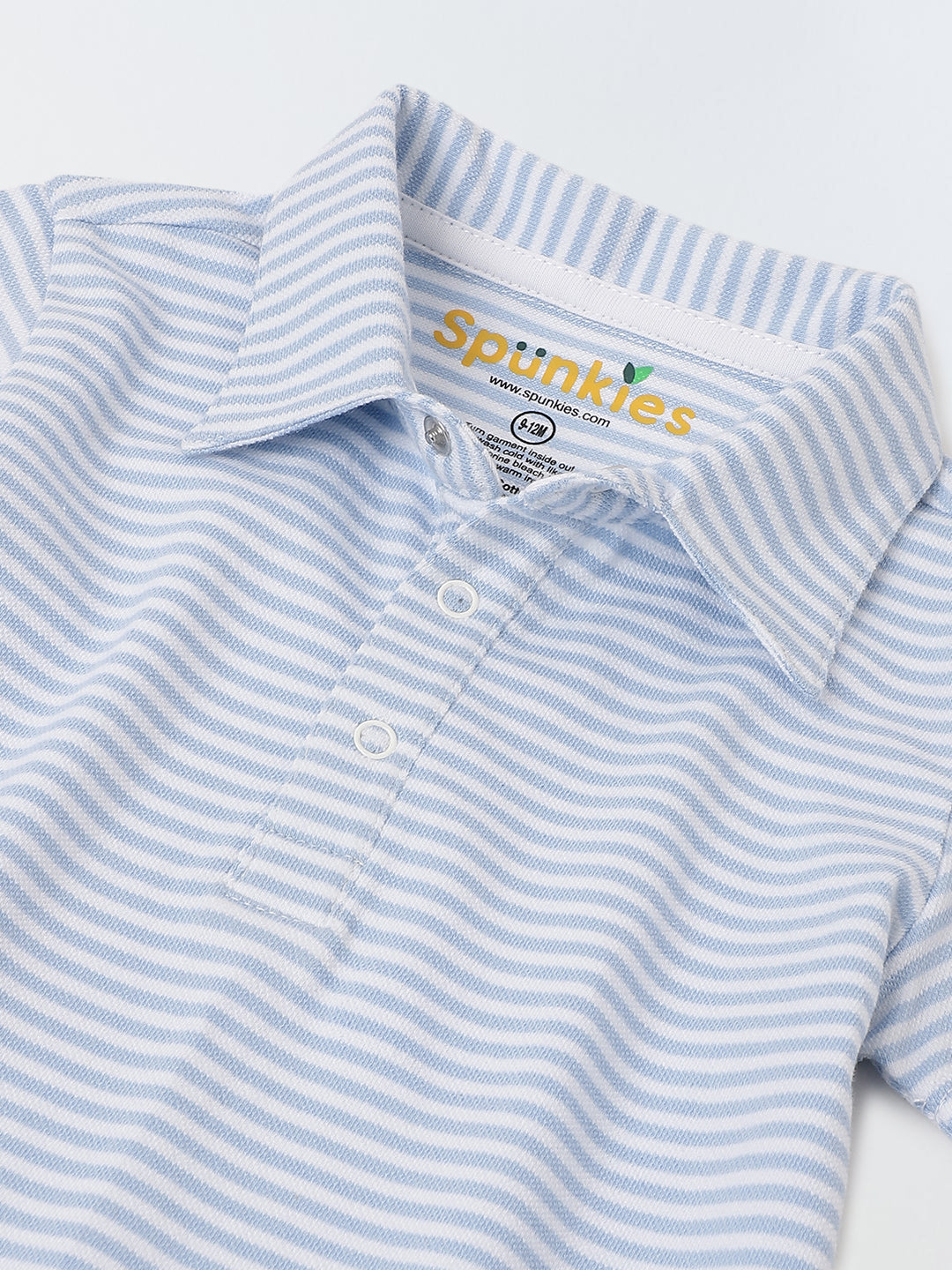 Infant Blue Stripe Cotton Collar Neck Romper