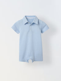 Infant Blue Cotton Collar-Neck Romper
