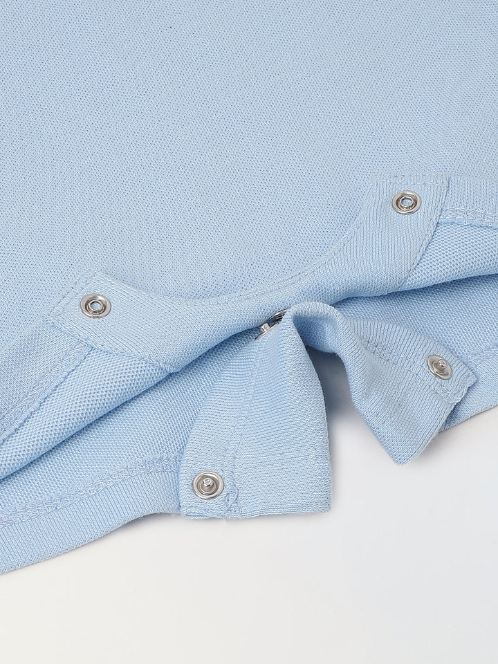 Infant Blue Cotton Collar Neck Collar Romper