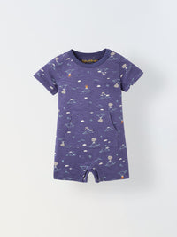 Infant White Stripe Cotton Round-Neck Romper