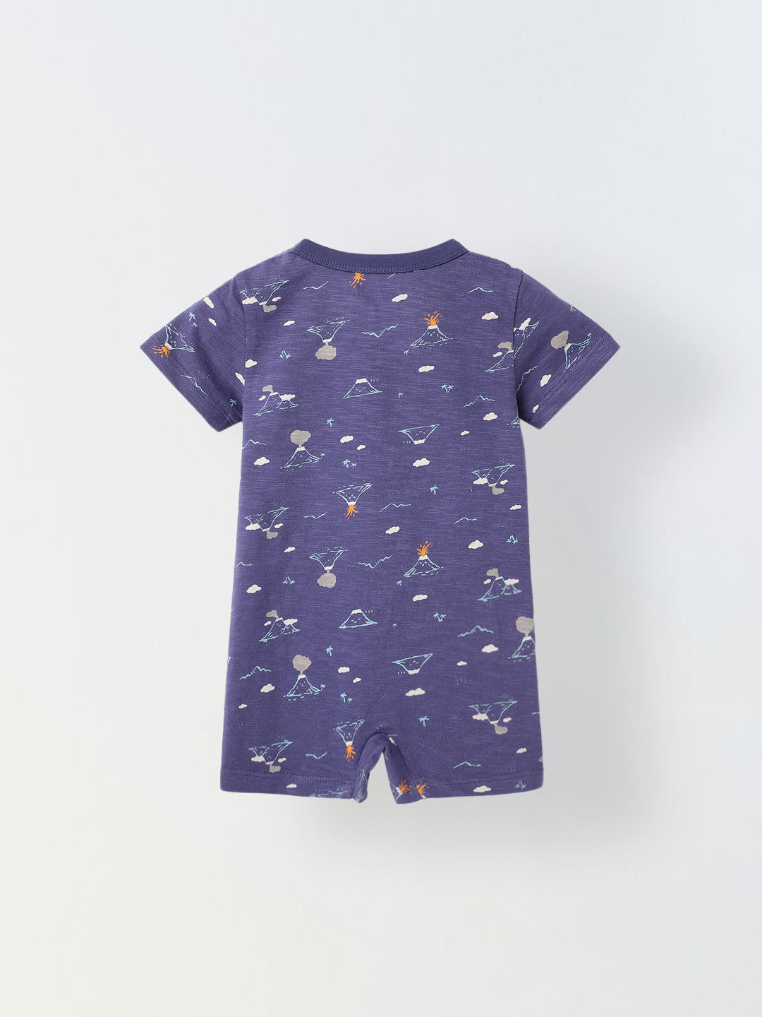 Infant Blue Cotton Round Neck Romper