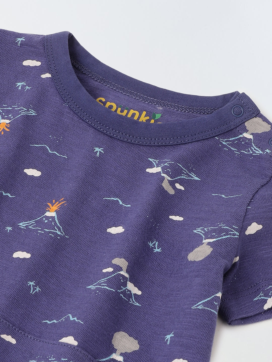 Infant Blue Cotton Round Neck Romper