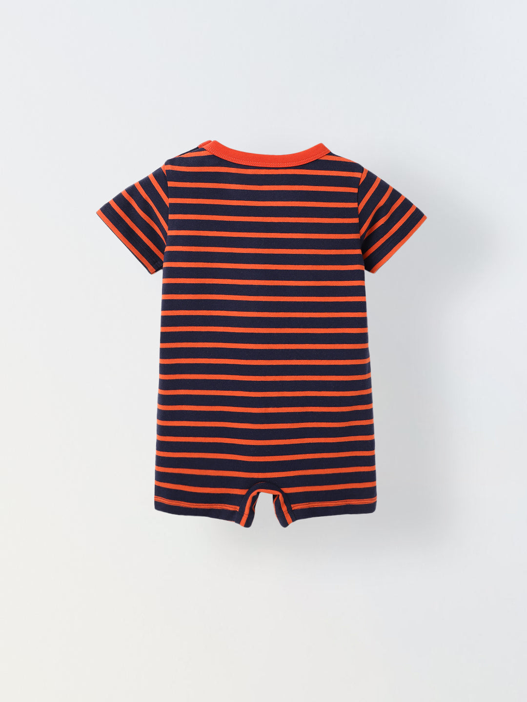 Infant Blue Stripe Cotton Round Neck Romper
