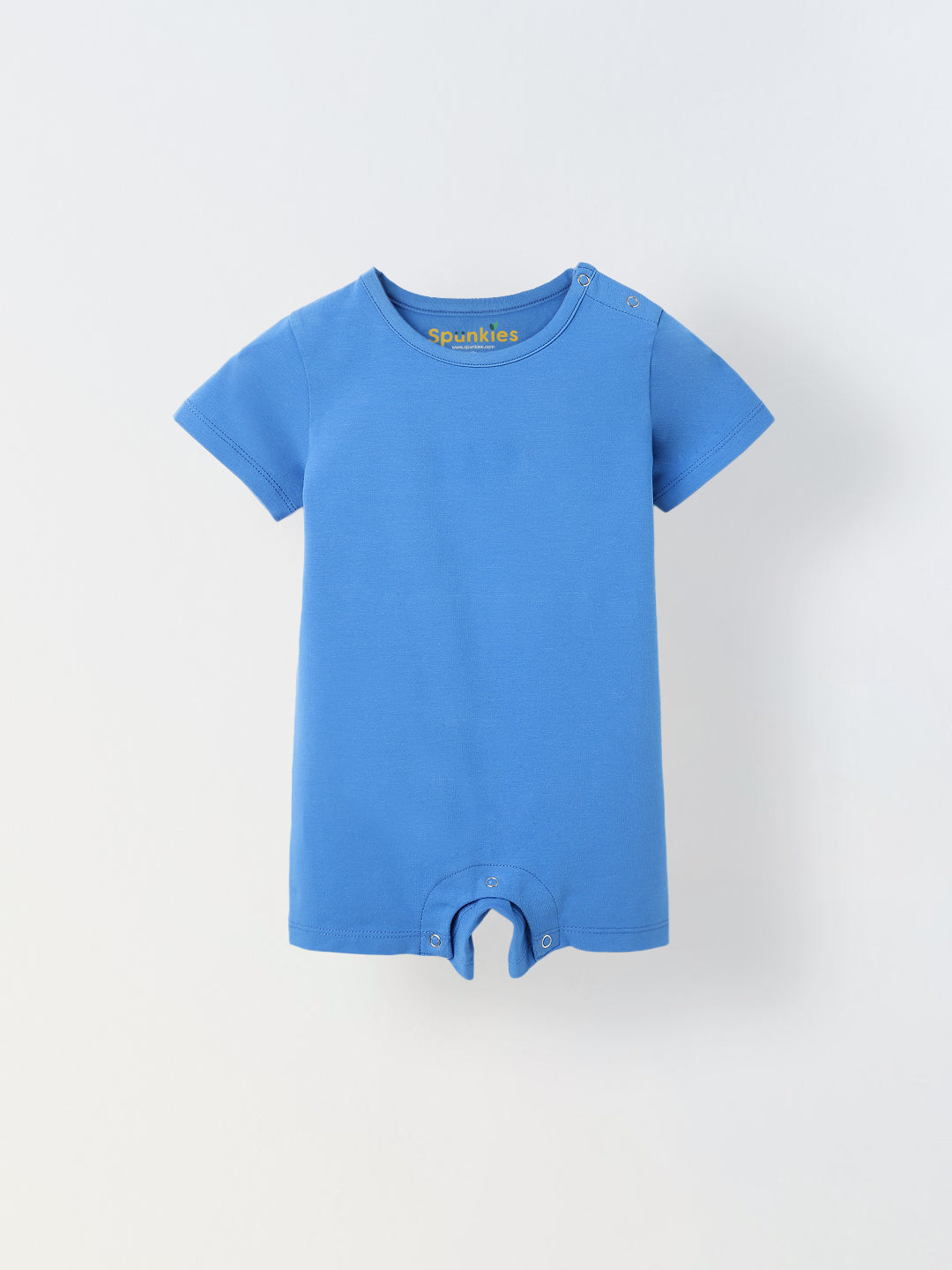 Infant Blue Cotton Round Neck Romper